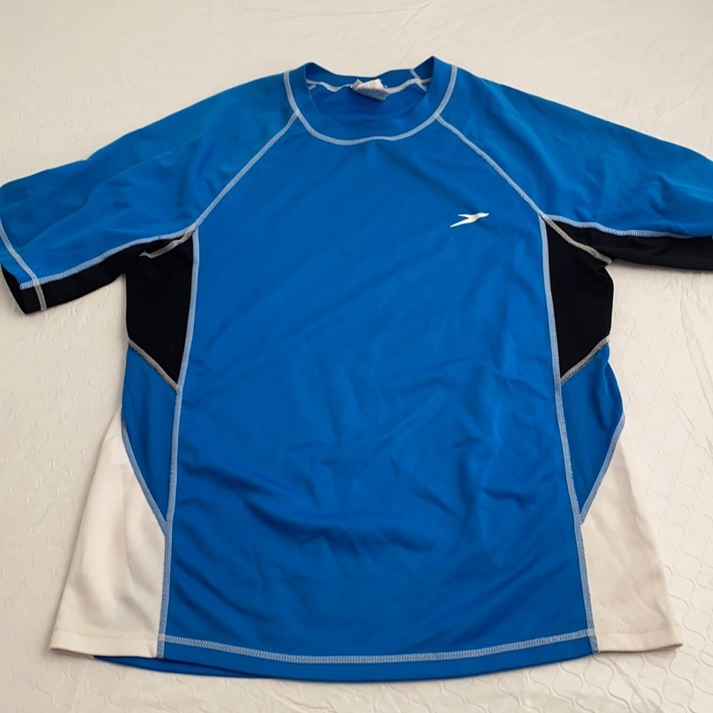 Speedo color block swim rash guard M